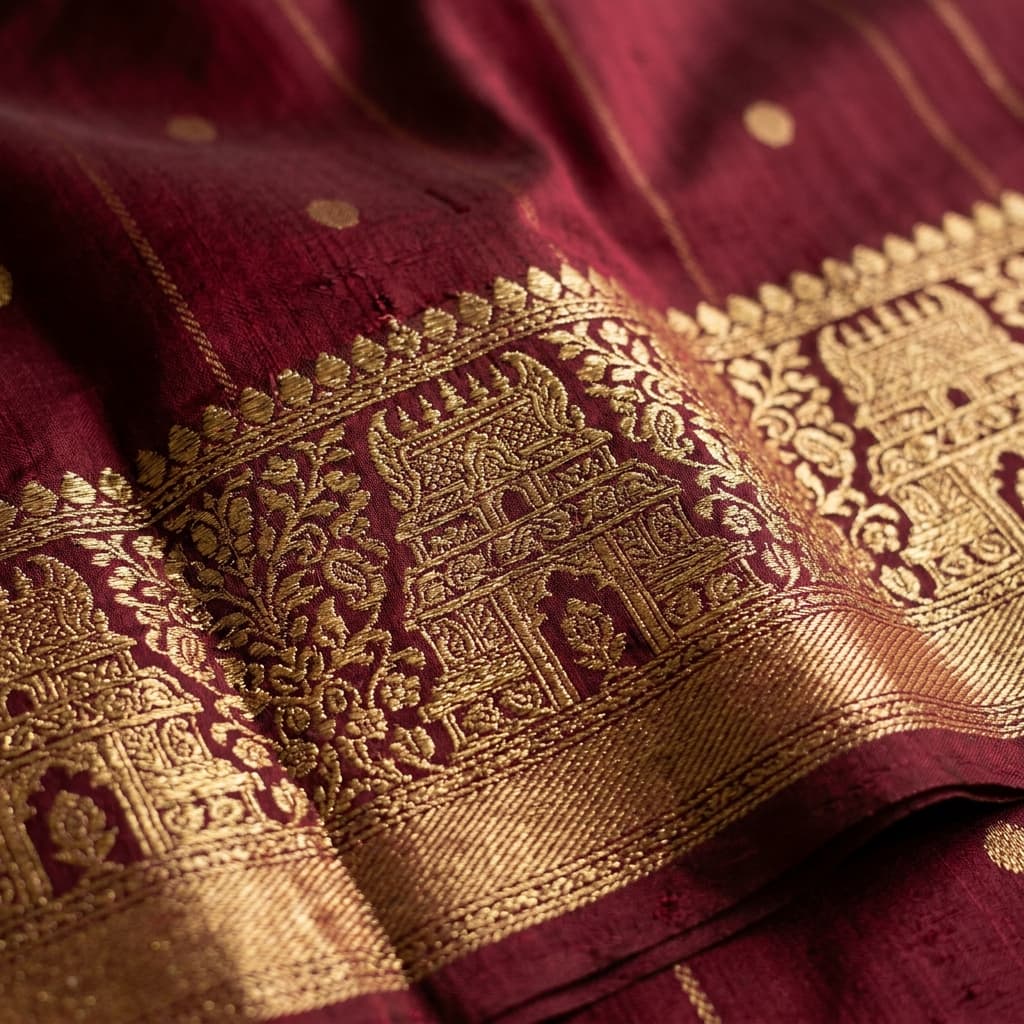 ABHI-MOH Zardozi Gold Border Close-up