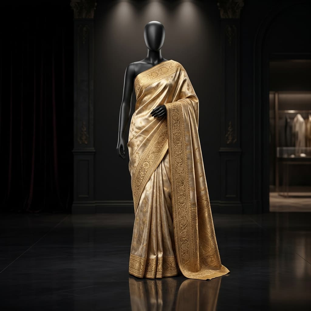 ABHI-MOH Imperial Gold Brocade Tissue Saree Detail